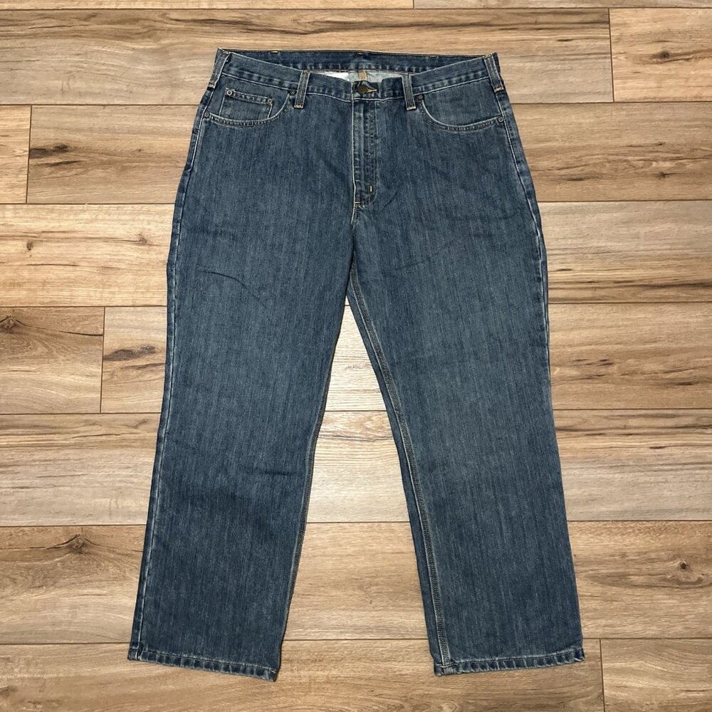 Men's Carhartt Relaxed Fit Denim Jeans SZ 40x28 Blue Modern 101483-980
